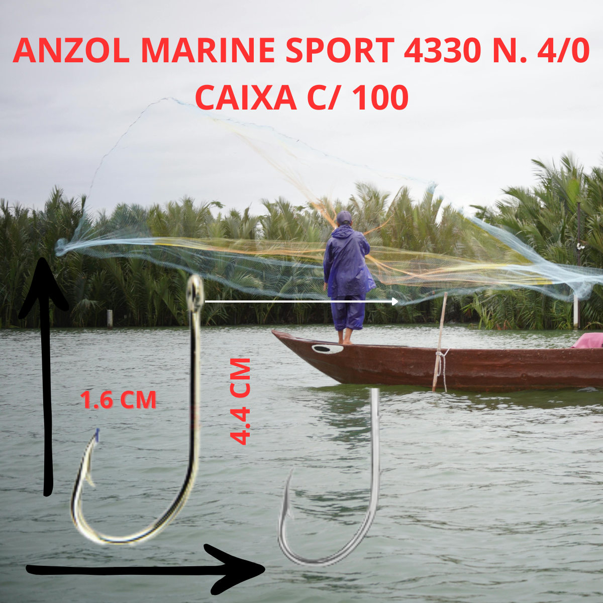 ANZOL 4330 NICKEL N. 4/0 CX C/ 100 UN